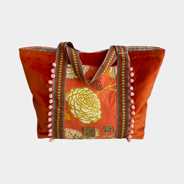 TOTE BAG - BURNT ORANGE VELVET - ONE OF A KIND