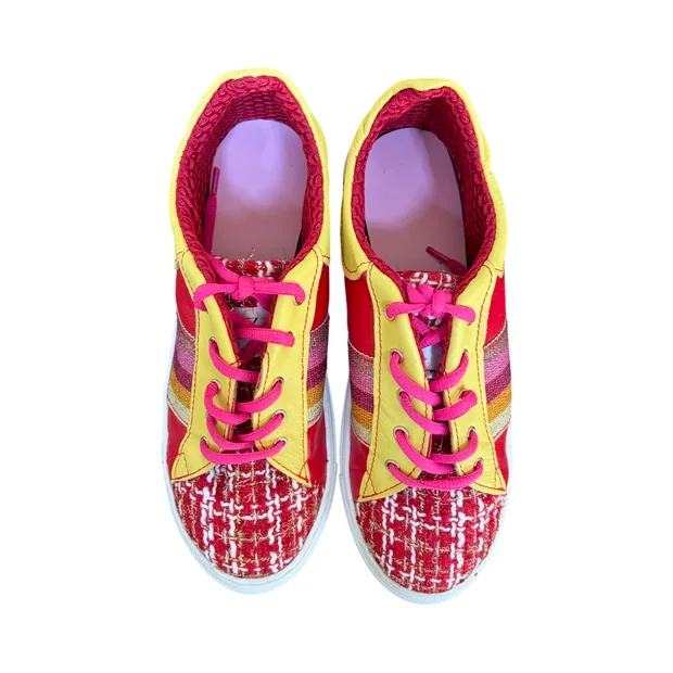 Sneakers - Red, yellow with multi side stripe Size 39